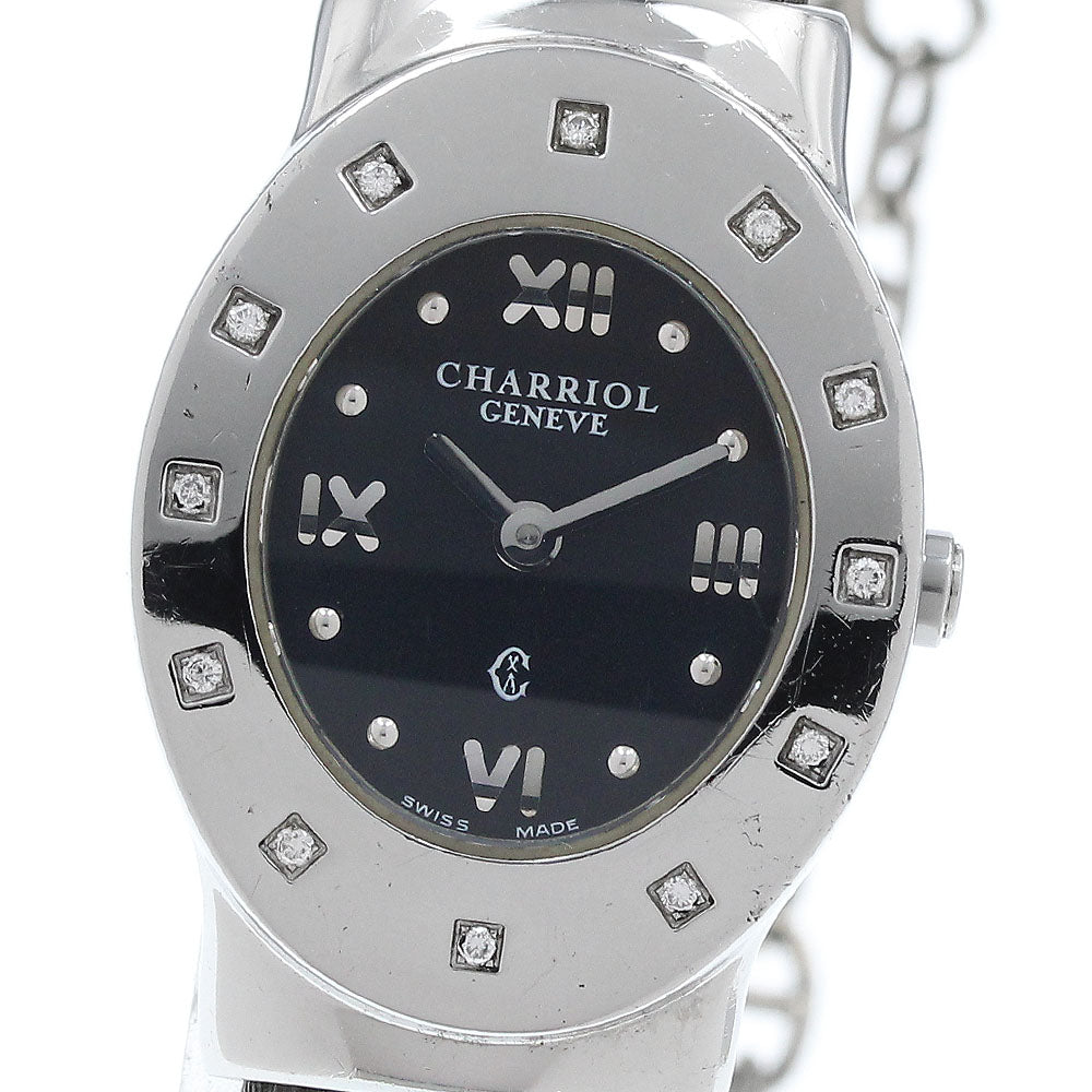 CHARRIOL Azur AZURO Bezel12P Diamond black Dial Quartz Ladies Watch_938706