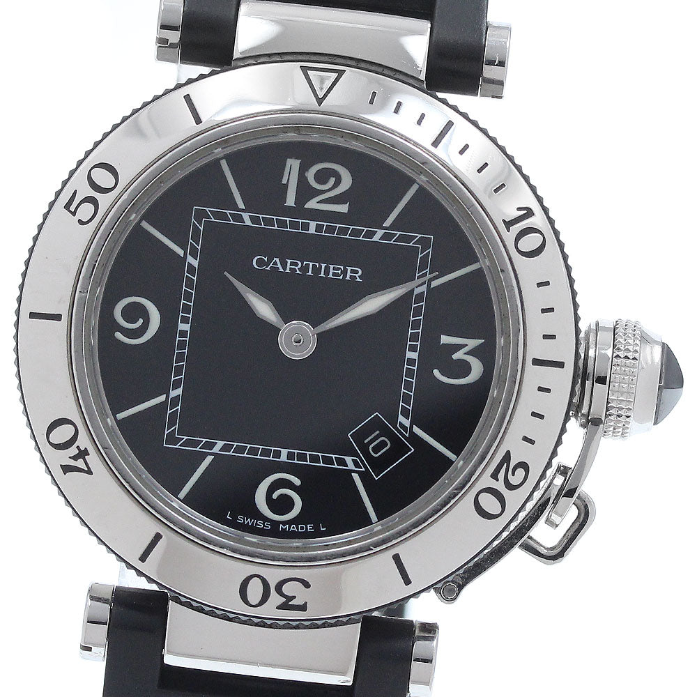 CARTIER Pacha Sea timer W3140003 Date Black Dial Quartz Ladies Watch_938762