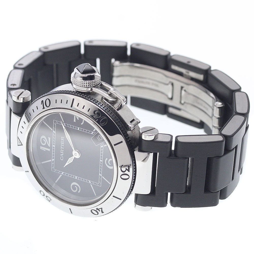 CARTIER Pacha Sea timer W3140003 Date Black Dial Quartz Ladies Watch_938762