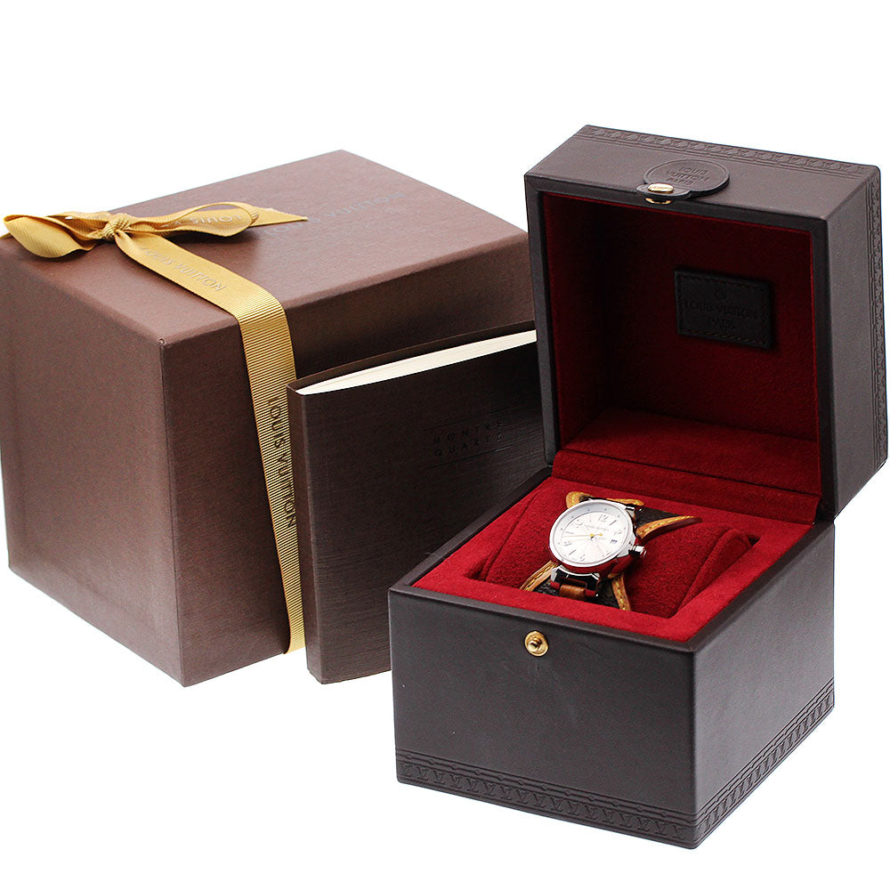 LOUIS VUITTON Tambour Q121K Date Silver Dial Quartz Ladies Watch_938763