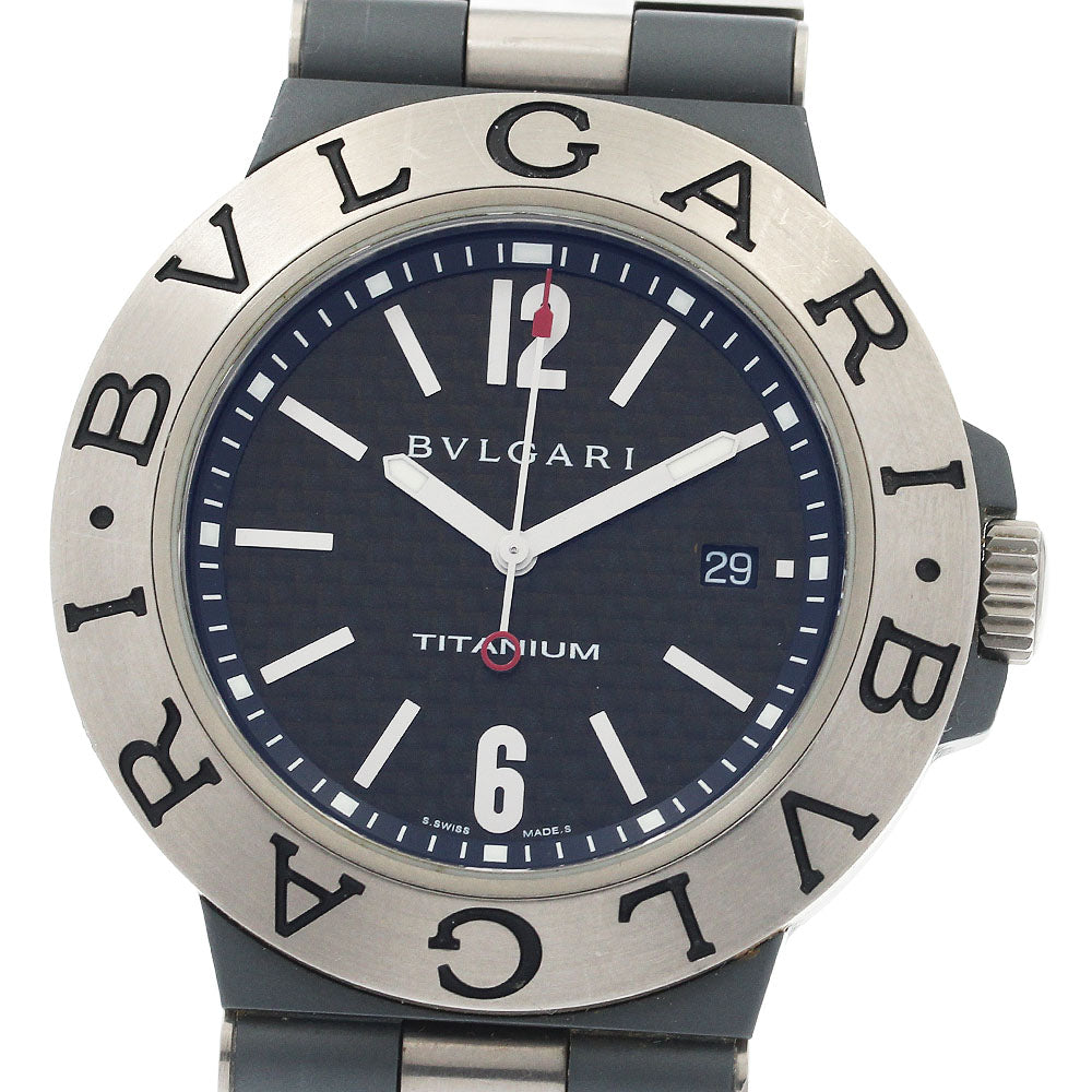 BVLGARI Diagono Titanium TI44TA Date Black carbon Dial Automatic Men's Watch_938814