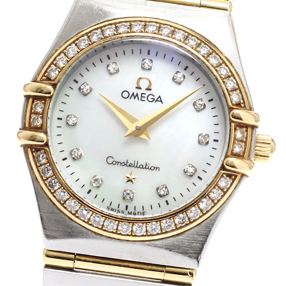 OMEGA Constellation 1277.75 12P diamond bezel White shell Dial Quartz Ladies Watch_938832