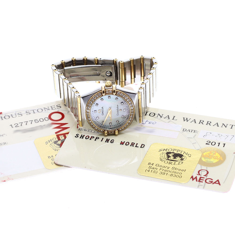 OMEGA Constellation 1277.75 12P diamond bezel White shell Dial Quartz Ladies Watch_938832