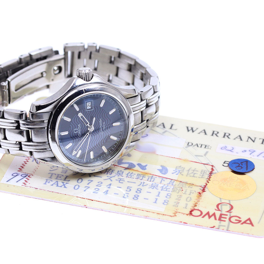 OMEGA Seamaster120 2571.81 Date Navy Dial Quartz Ladies Watch_938927