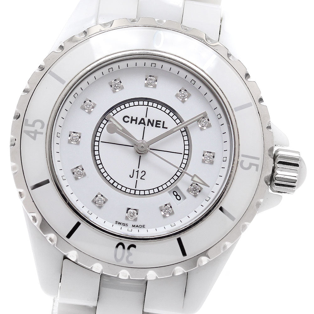 CHANEL J12 H1628 White ceramic 12P diamond white Dial Quartz Ladies Watch_938979