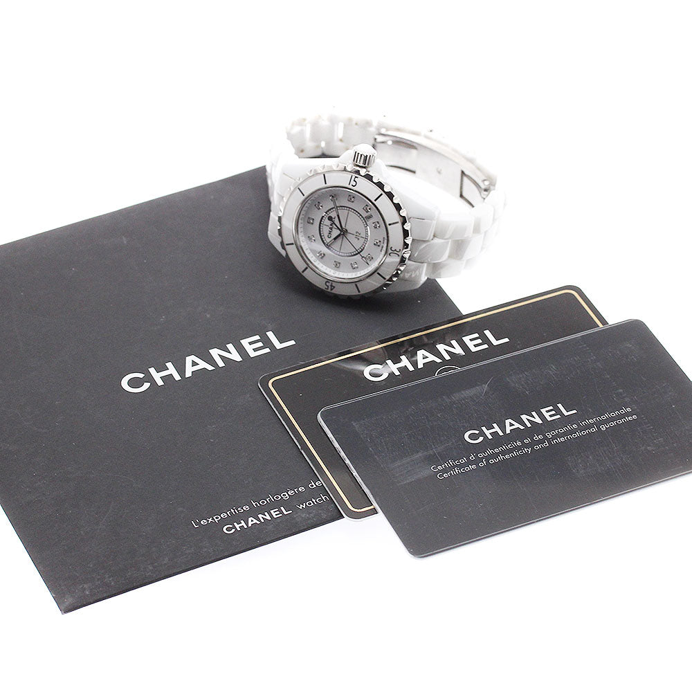 CHANEL J12 H1628 White ceramic 12P diamond white Dial Quartz Ladies Watch_938979