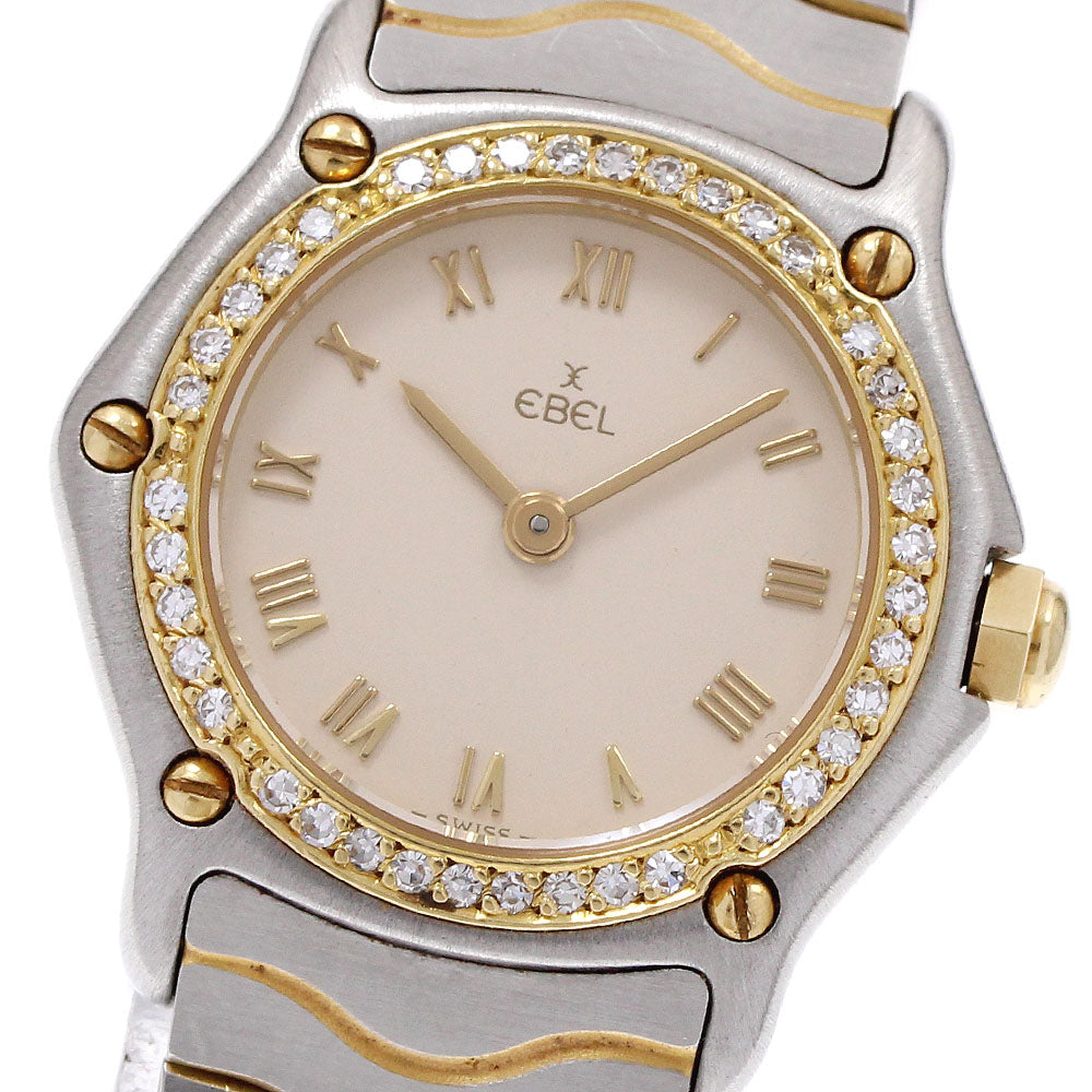 EBEL Classic wave Diamond Bezel beige Dial Quartz Ladies Watch_938999