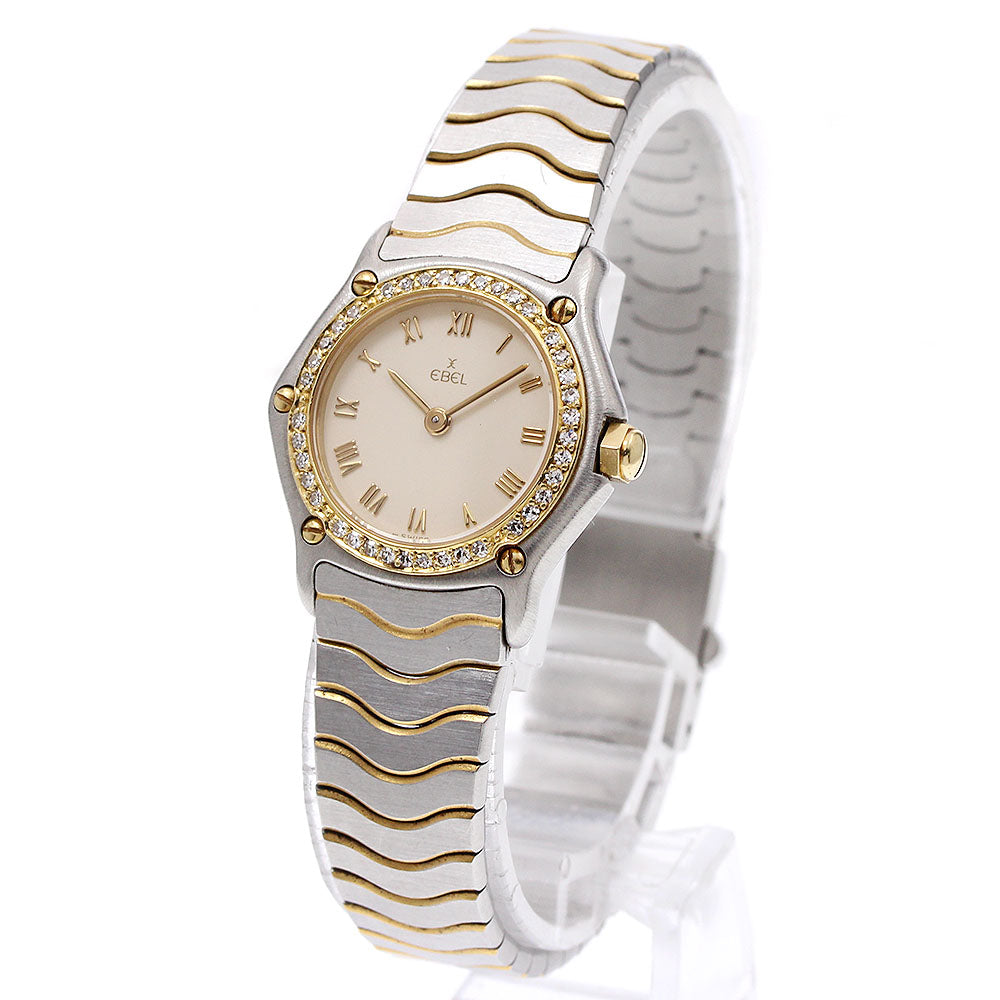 EBEL Classic wave Diamond Bezel beige Dial Quartz Ladies Watch_938999