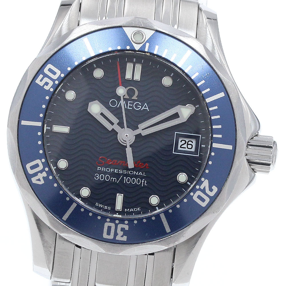 OMEGA Seamaster300 2224.80 Date Navy Dial Quartz Ladies Watch_939019