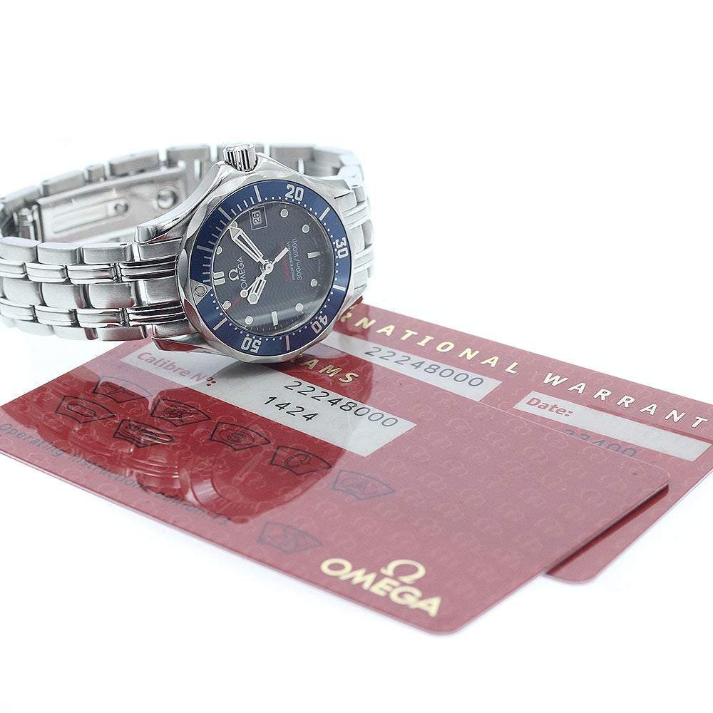 OMEGA Seamaster300 2224.80 Date Navy Dial Quartz Ladies Watch_939019