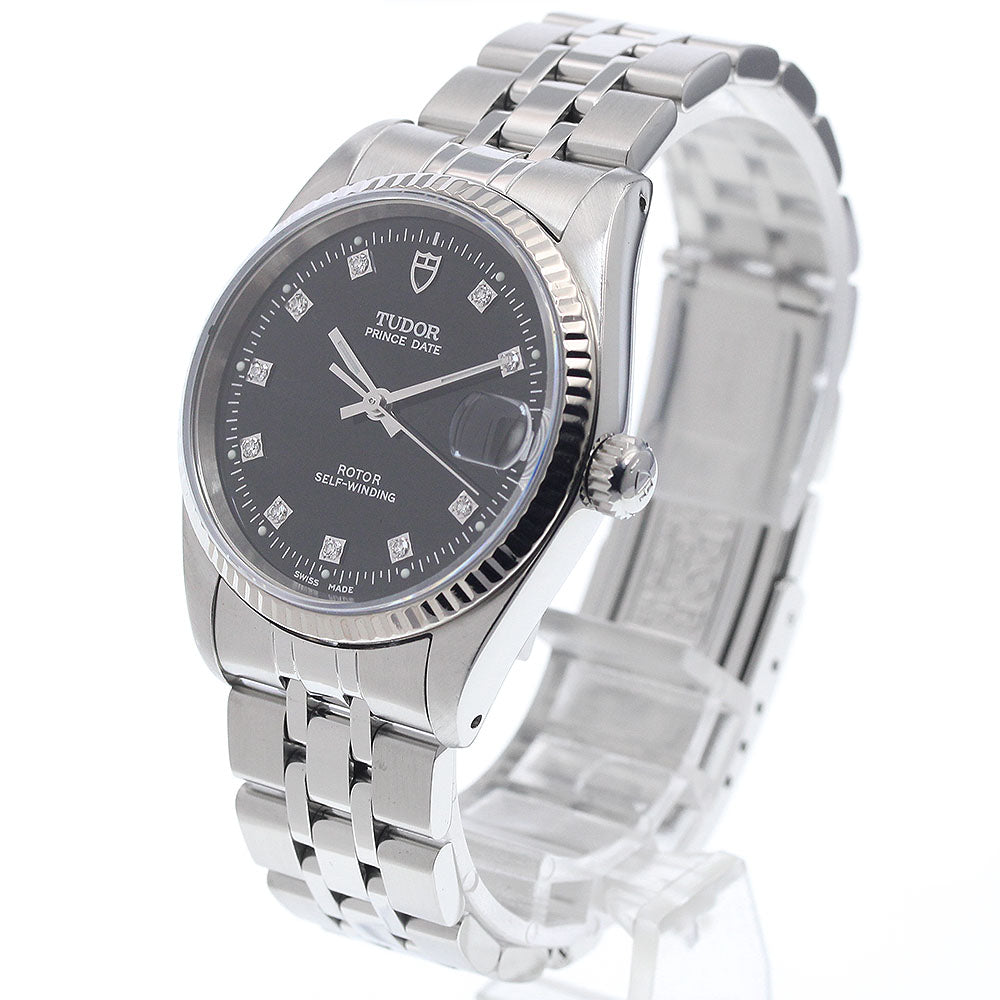 TUDOR Prince Date 72034 10P Diamond WG Bezel black Dial Automatic Boy's_939069