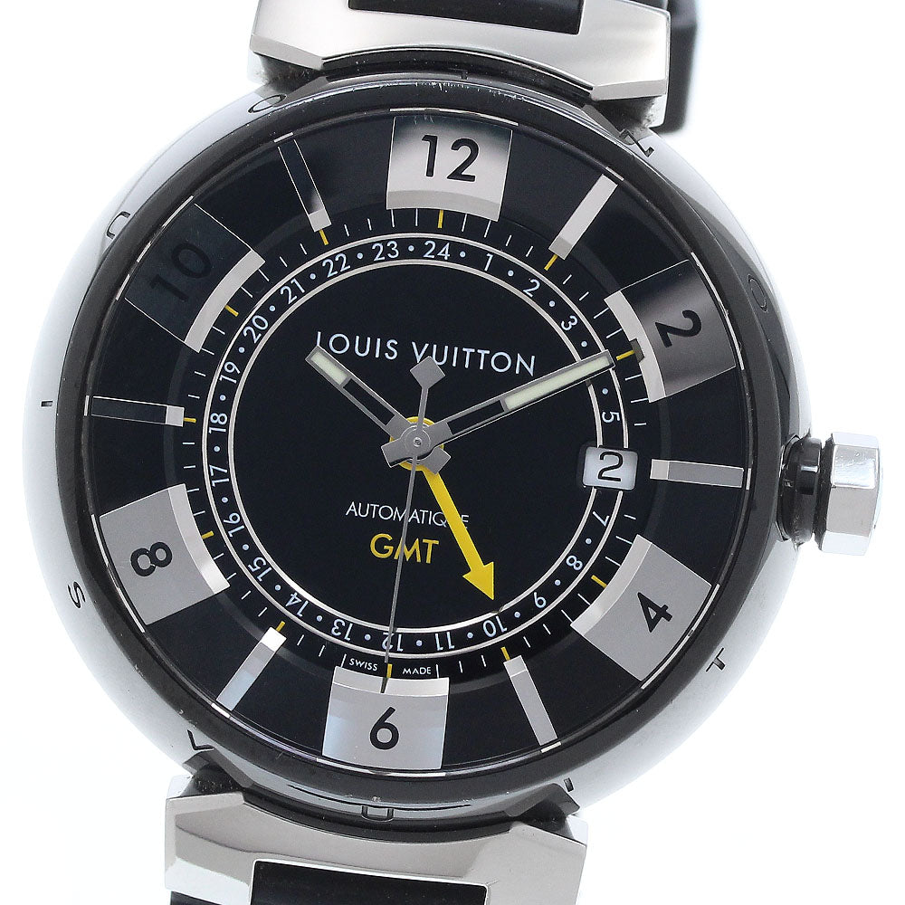 LOUIS VUITTON Tambour in Black Q113K GMT Date Automatic Men's Watch_939182