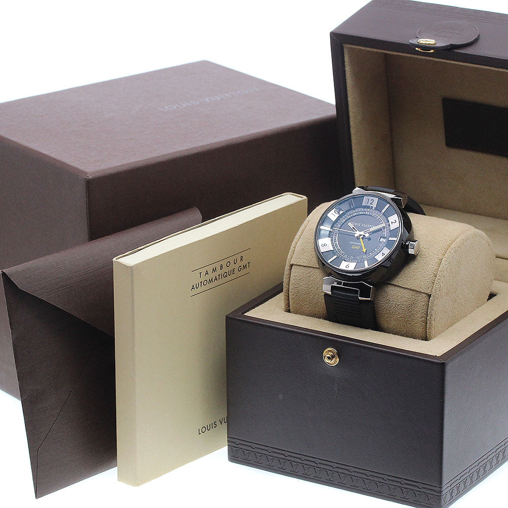 LOUIS VUITTON Tambour in Black Q113K GMT Date Automatic Men's Watch_939182