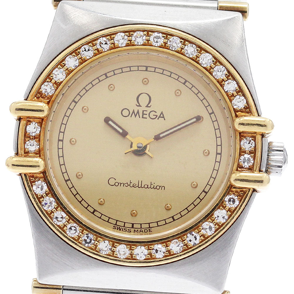 OMEGA Constellation Diamond Bezel gold Dial Quartz Ladies Watch_939197