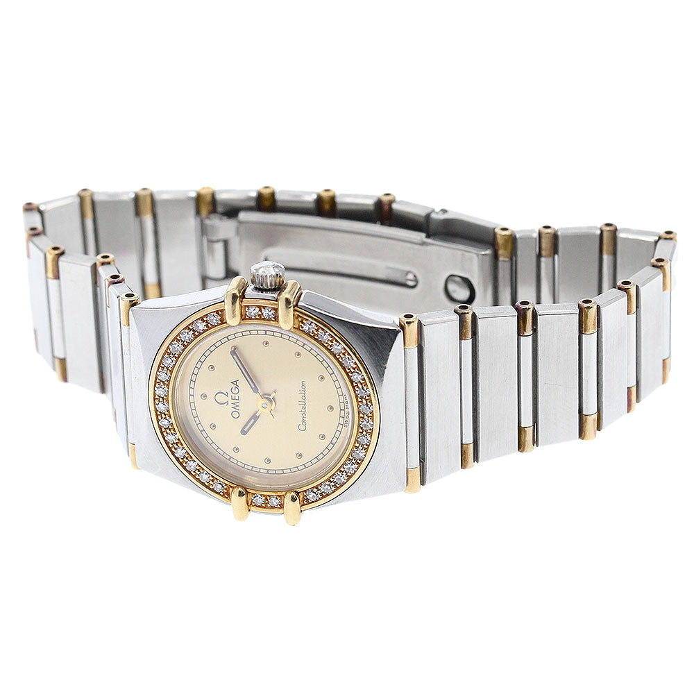 OMEGA Constellation Diamond Bezel gold Dial Quartz Ladies Watch_939197
