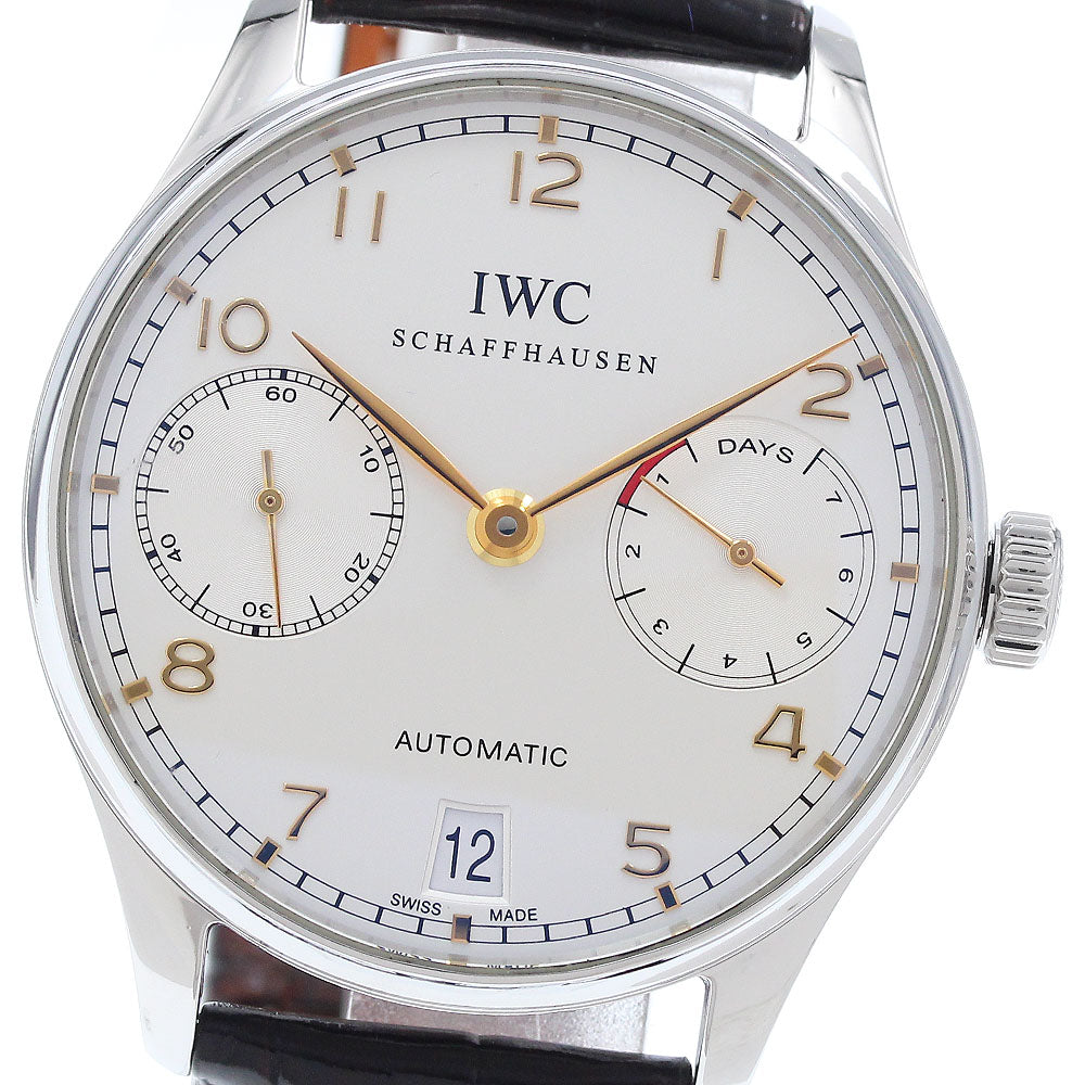 IWC SCHAFFHAUSEN Portugese IW500114 7 Days Date Silver Dial Automatic Men's Watch_939244
