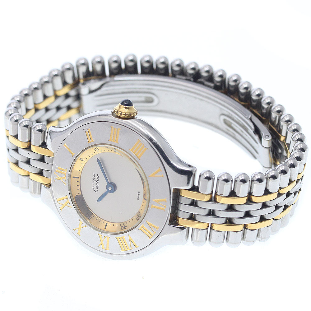 CARTIER Must21 W10073F4 Silver / Gold Dial Quartz Ladies Watch_939277