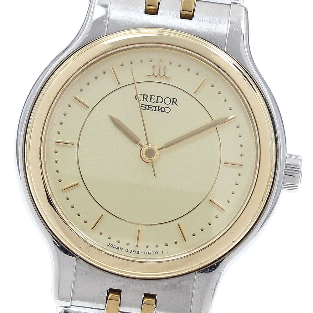 SEIKO CREDOR 4J85-0A10 BezelK18 gold Dial Quartz Ladies Watch_939293