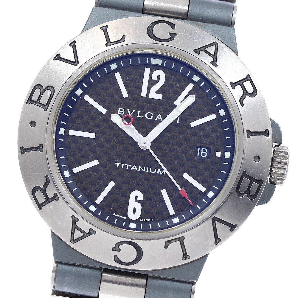 BVLGARI Diagono Titanium TI44TA Date Black carbon Dial Automatic Men's Watch_939342