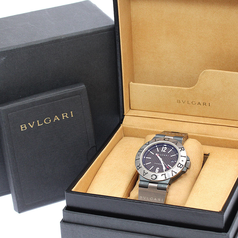 BVLGARI Diagono Titanium TI44TA Date Black carbon Dial Automatic Men's Watch_939342