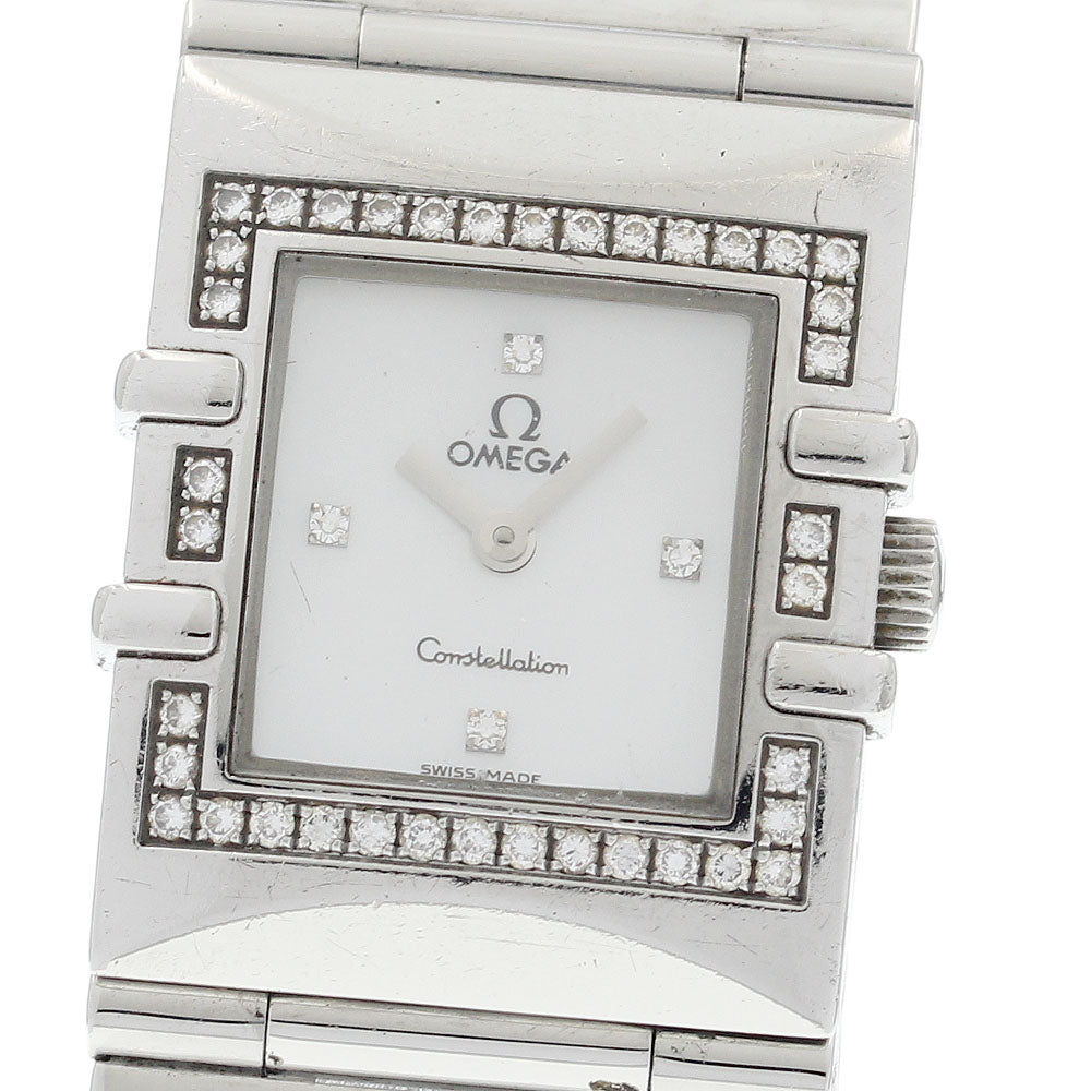 OMEGA Constellation Carre 1528.76 Diamond bezel 4P diamond White shell Dial Quartz Ladies Watch_939343