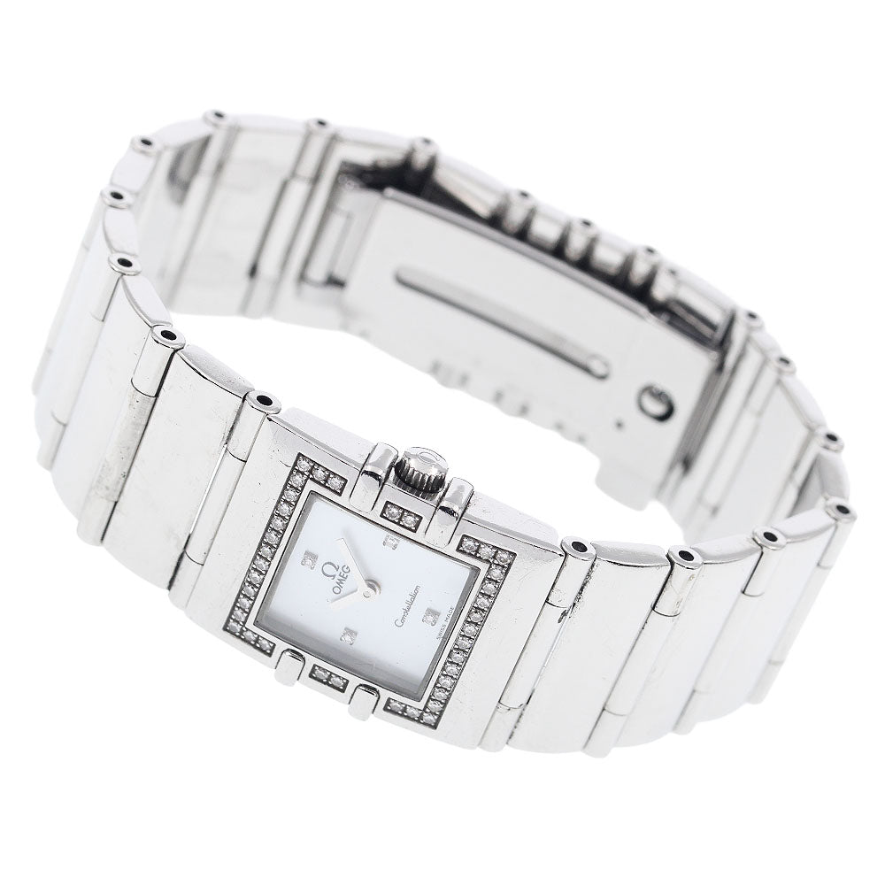 OMEGA Constellation Carre 1528.76 Diamond bezel 4P diamond White shell Dial Quartz Ladies Watch_939343