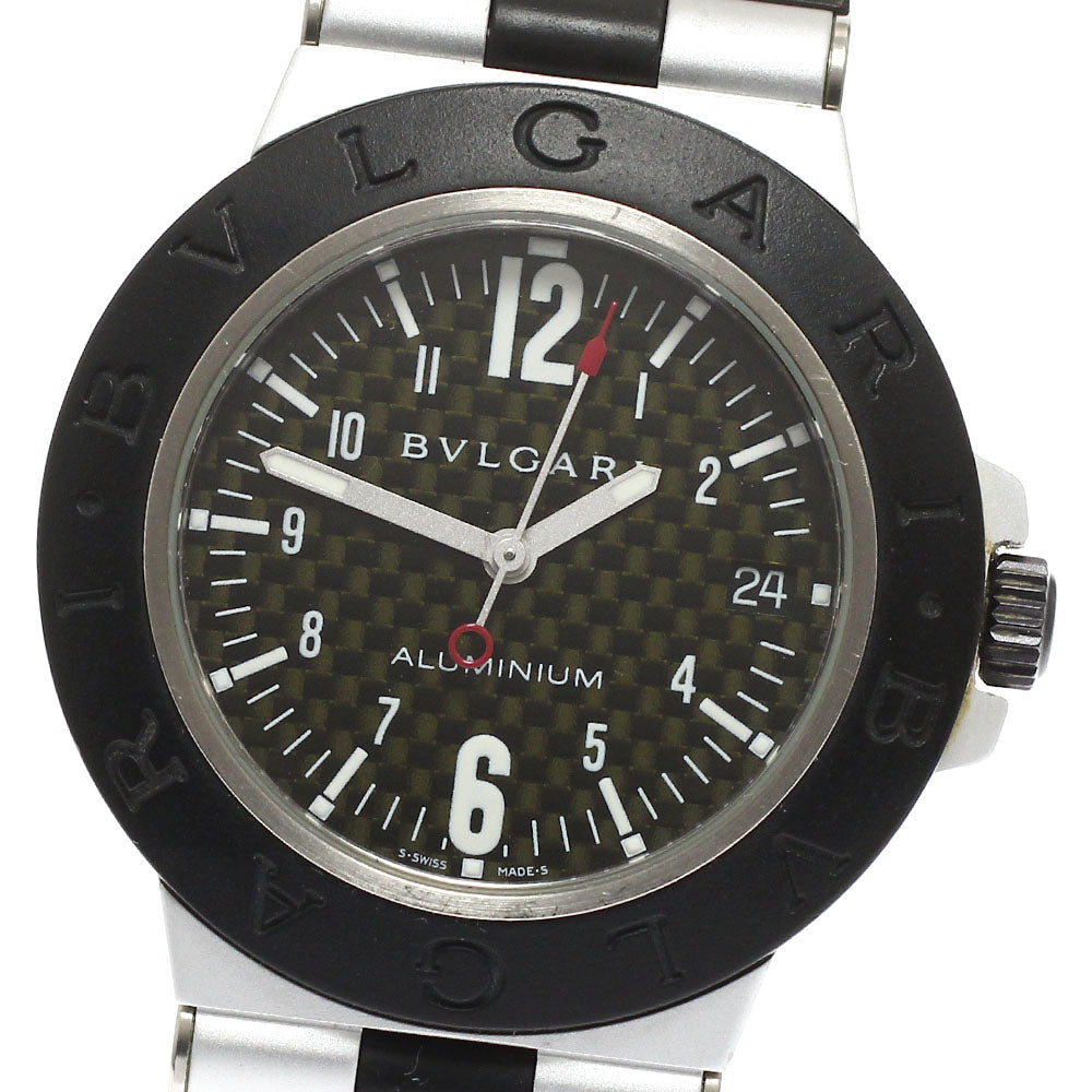 BVLGARI Aluminum AL38TA Date Carbon black Dial Automatic Men's Watch_939570