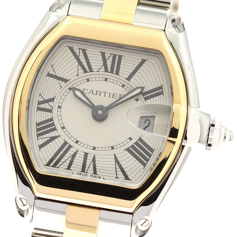 CARTIER Roadster SM W62026Y4 Date Silver Dial Quartz Ladies Watch_939607