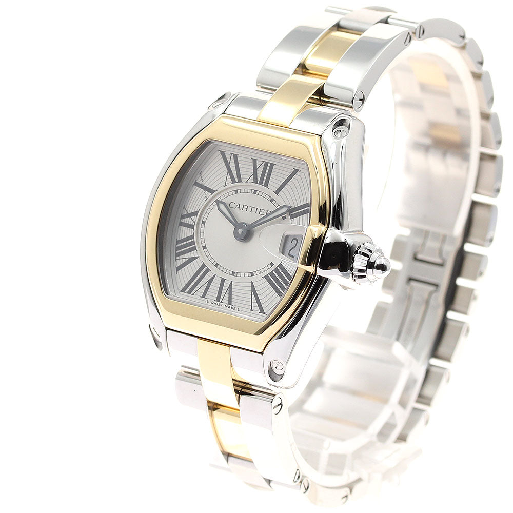 CARTIER Roadster SM W62026Y4 Date Silver Dial Quartz Ladies Watch_939607
