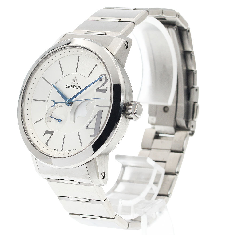 SEIKO CREDOR node GCLL995/5R77-0AB0 Moon phase Silver / white shell Dial Spring drive Men's Watch_939714