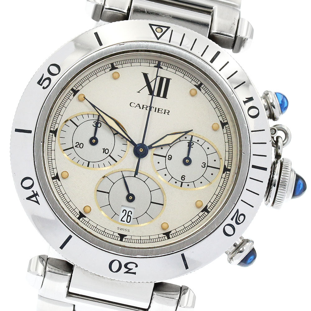 CARTIER Pasha 1.5 "" W31004H3 Chronograph Date beige Dial Quartz Men's_939724