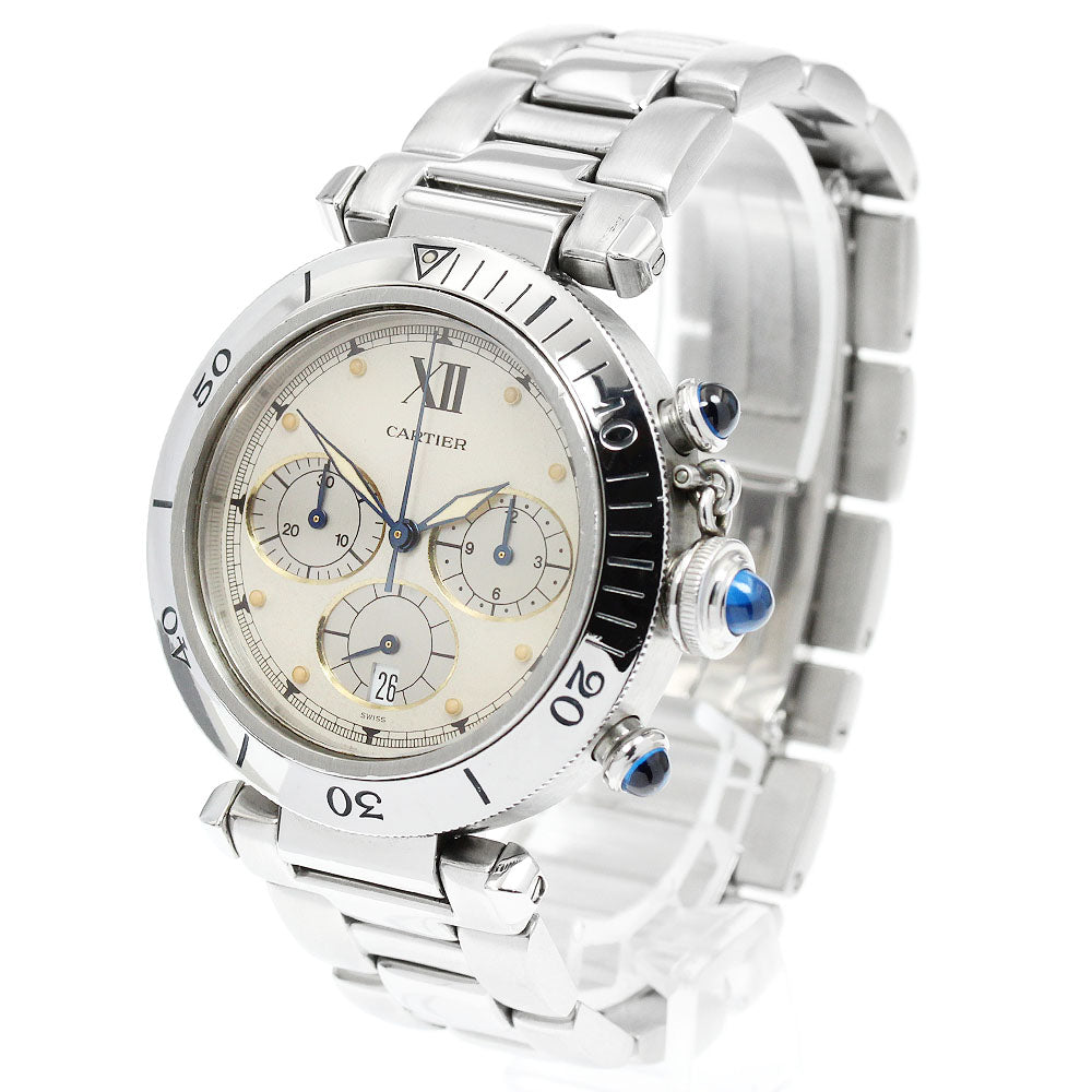 CARTIER Pasha 1.5 "" W31004H3 Chronograph Date beige Dial Quartz Men's_939724