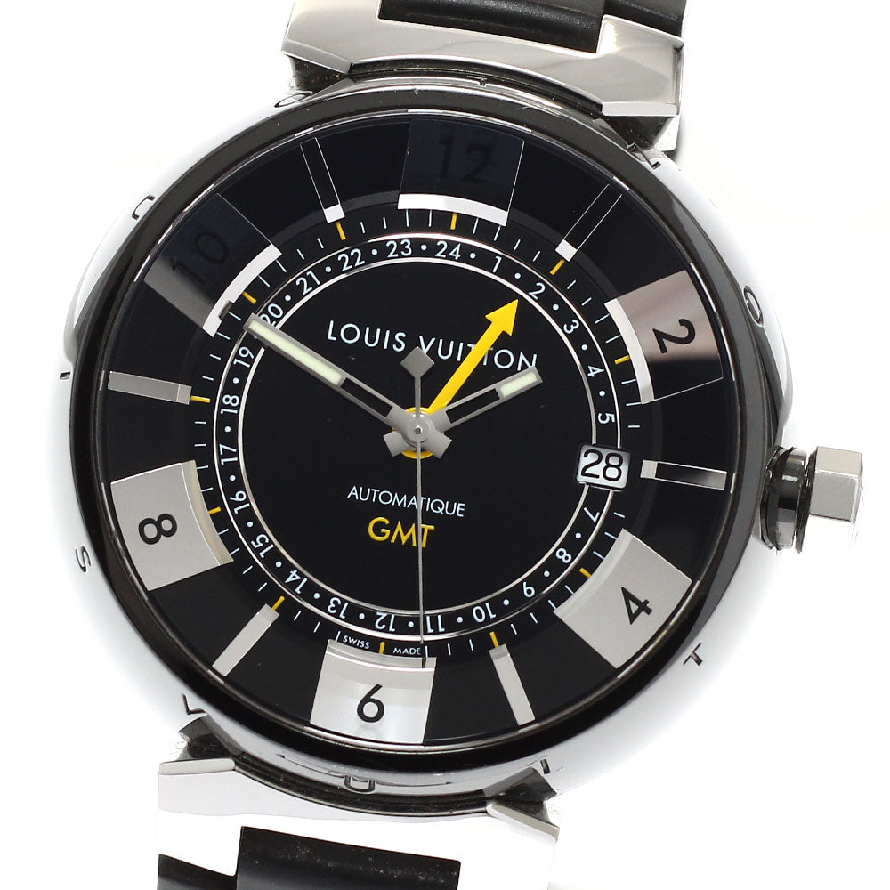 LOUIS VUITTON Tambour in Black Q113K GMT Date Automatic Men's Watch_939737