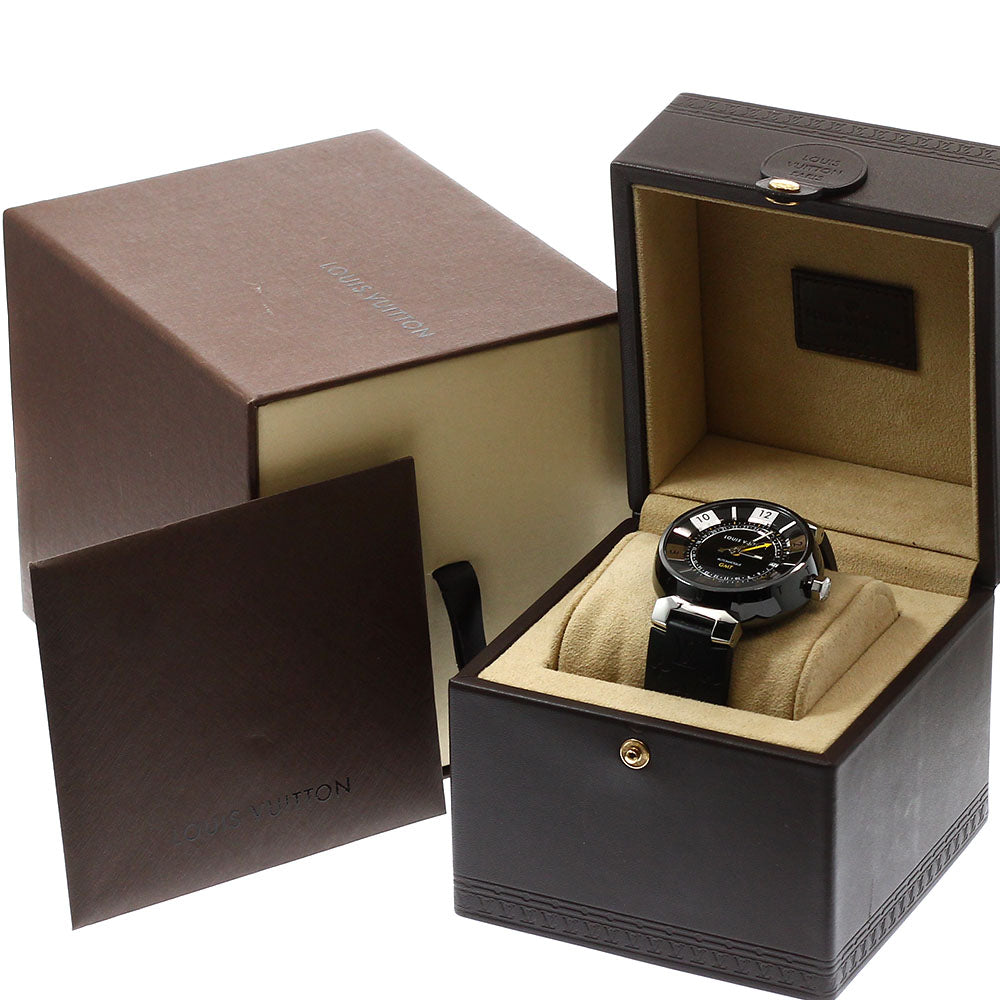 LOUIS VUITTON Tambour in Black Q113K GMT Date Automatic Men's Watch_939737