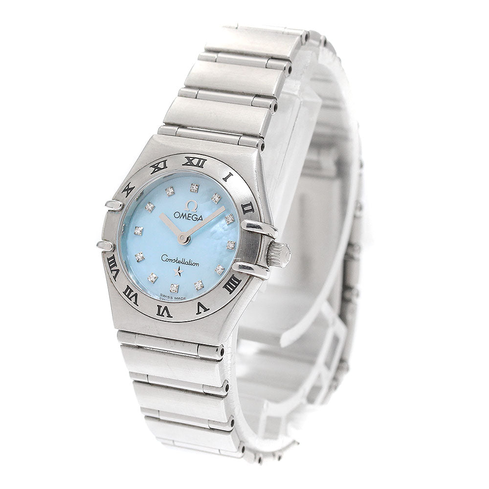 OMEGA Constellation Mini 1562.85 12P diamond Blue shell Dial Quartz Ladies Watch_939743