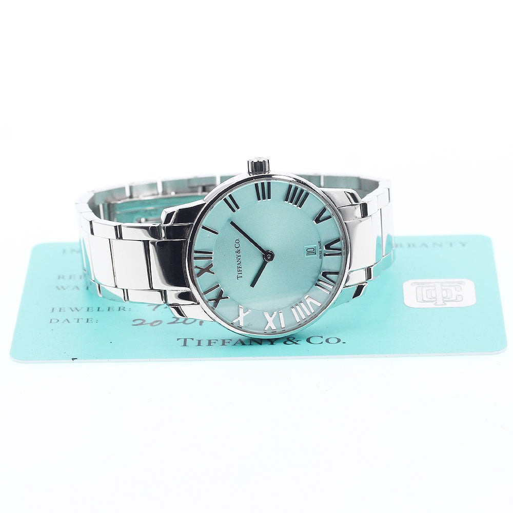 TIFFANY&Co. Atlas 63452807 2 Hand Date blue Dial Quartz Ladies Watch_939772