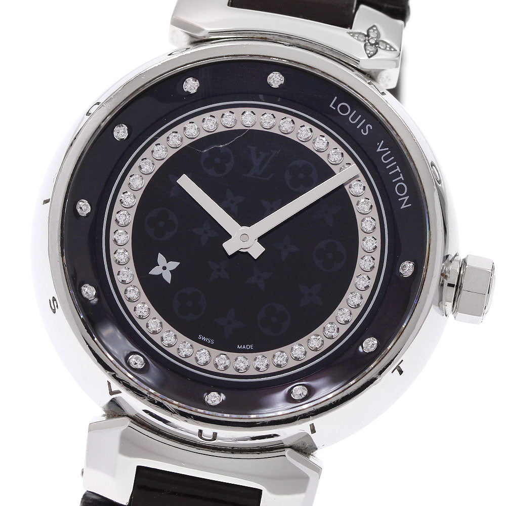 LOUIS VUITTON Tambour Disc Amarant Diamon MM Q1319 Quartz Ladies Watch_939832