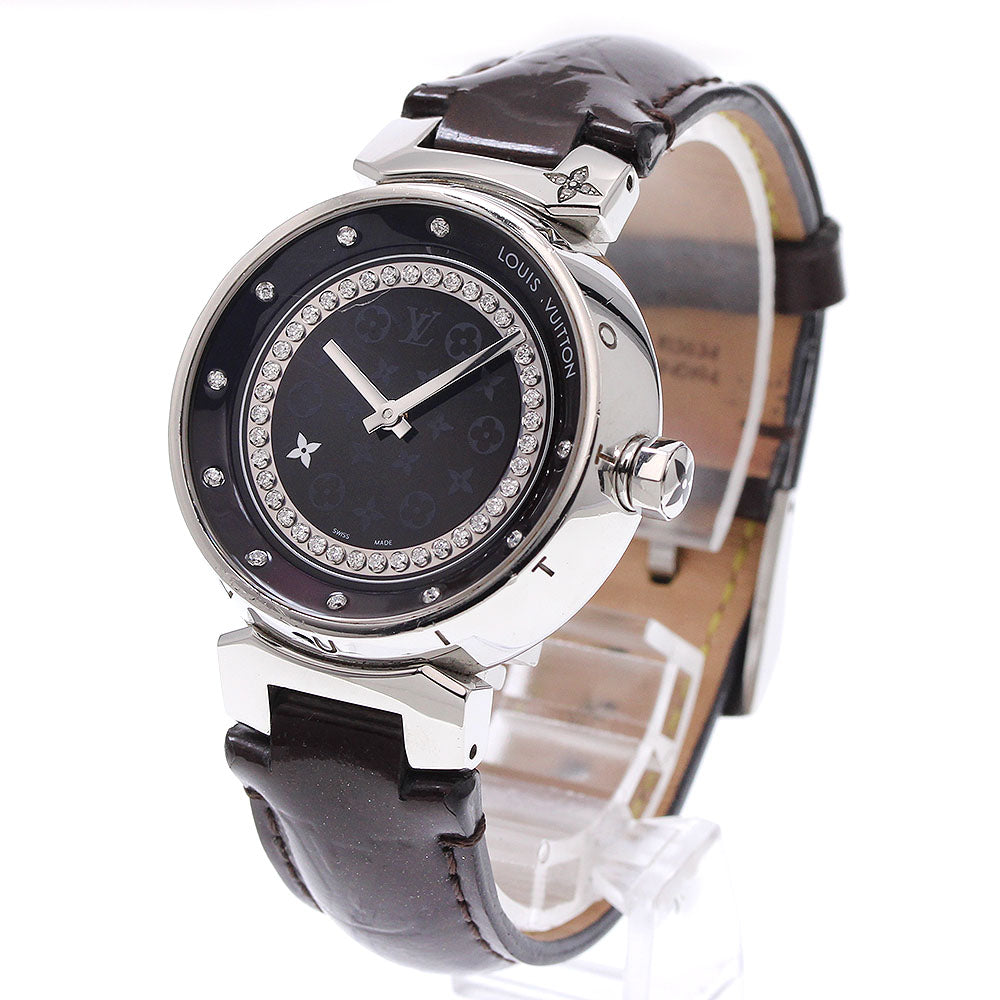 LOUIS VUITTON Tambour Disc Amarant Diamon MM Q1319 Quartz Ladies Watch_939832