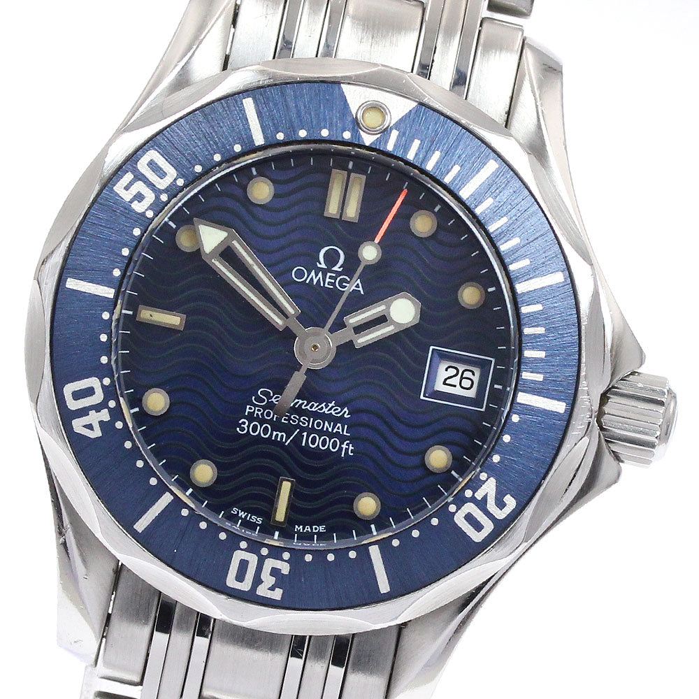 OMEGA Seamaster300 2583.80 Date Navy Dial Quartz Ladies Watch_939833