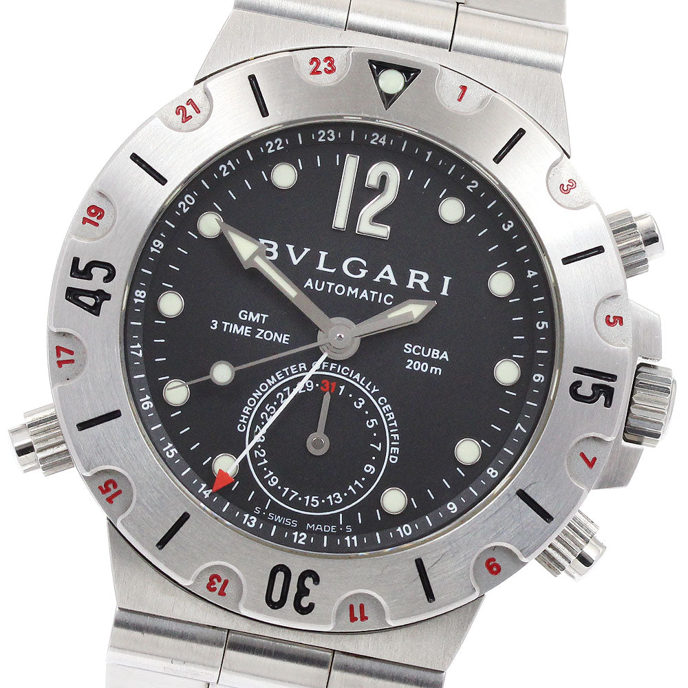 BVLGARI Diagono Scuba SD38SGMT GMT date Black Dial Automatic Men's Watch_939950