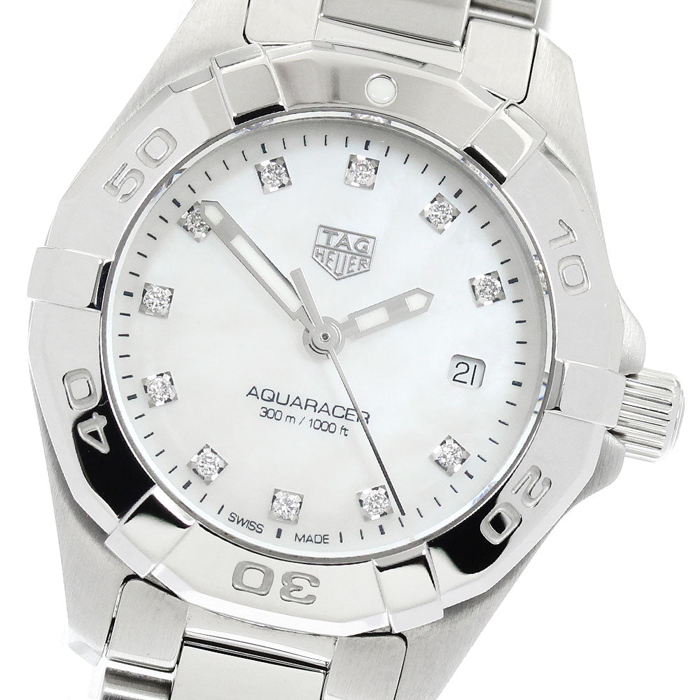 TAG HEUER Aqua racer WBD1414 11P Diamond Date White shell Dial Quartz Ladies Watch_939984