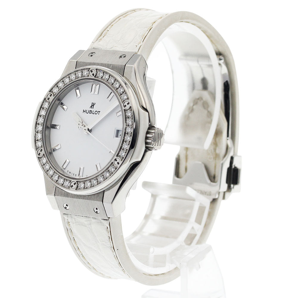 HUBLOT Classic Fusion Titanium 581.NE.2010.RW.1104 Diamond Bezel white Dial Quartz Ladies Watch_940031