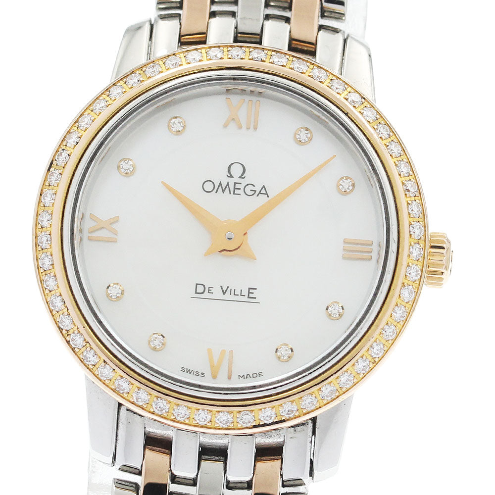 OMEGA De Ville Prestige 424.25.24.60.55.001 Bezel Diamond White shell Dial Quartz Ladies Watch_940158