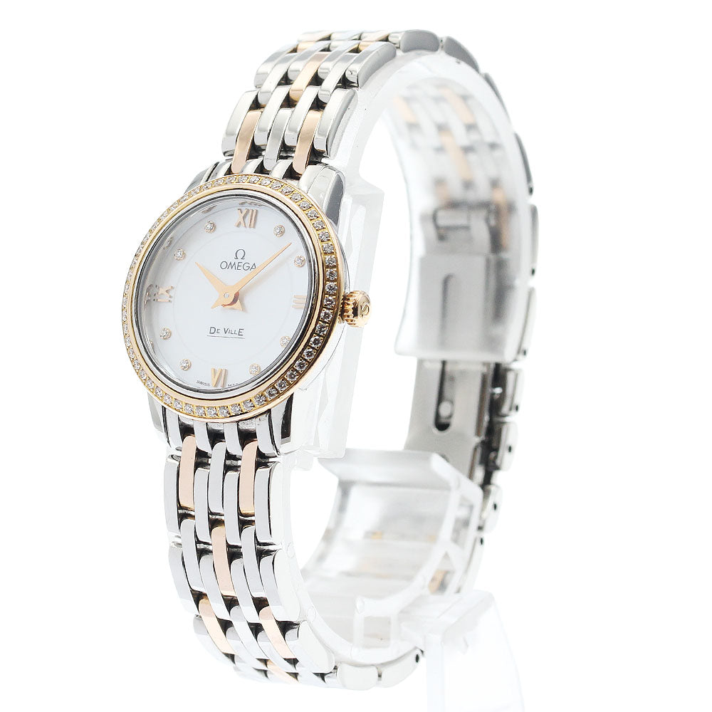 OMEGA De Ville Prestige 424.25.24.60.55.001 Bezel Diamond White shell Dial Quartz Ladies Watch_940158
