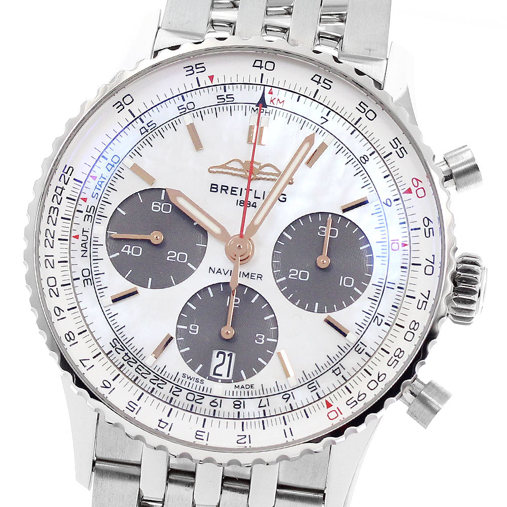 BREITLING Navitimer B01 AB0139 Chronograph shell dial White shell / gray Dial Automatic Men's Watch_940191