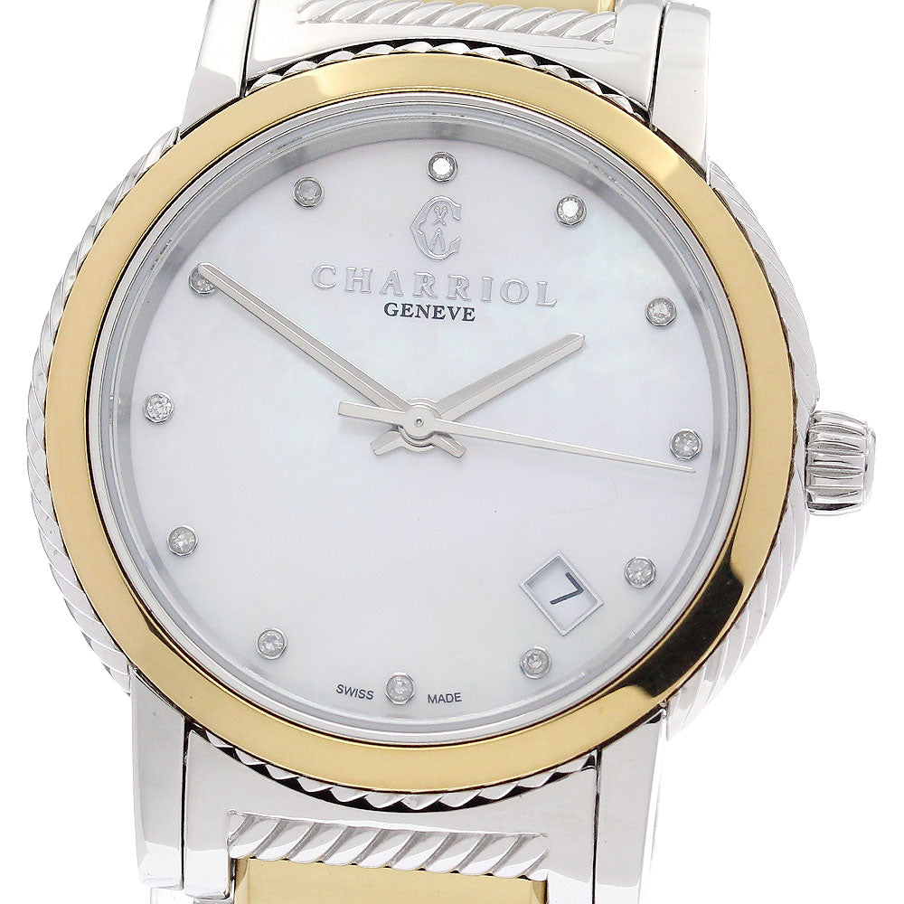 CHARRIOL Parisy P33SY2.921.001 Date 12P diamond White shell Dial Quartz Ladies Watch_940195