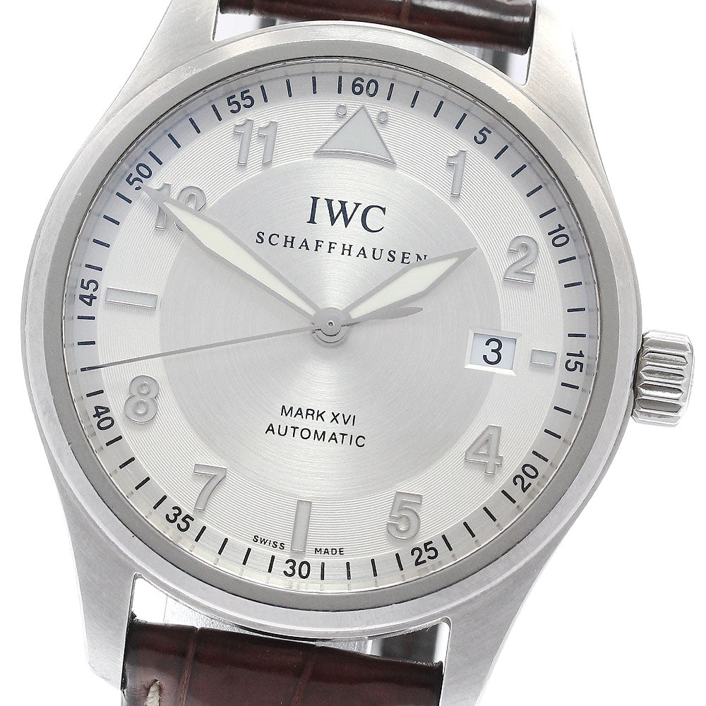 IWC SCHAFFHAUSEN Spitfire Mark XVI IW325502 Date Silver Dial Automatic Men's Watch_940325