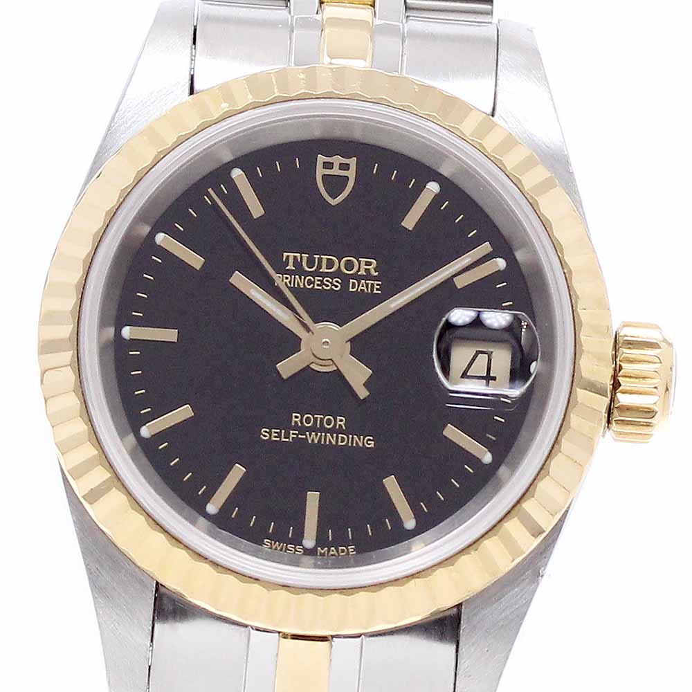 TUDOR Princess date 92413 YG bezel Black Dial Automatic Ladies Watch_940361