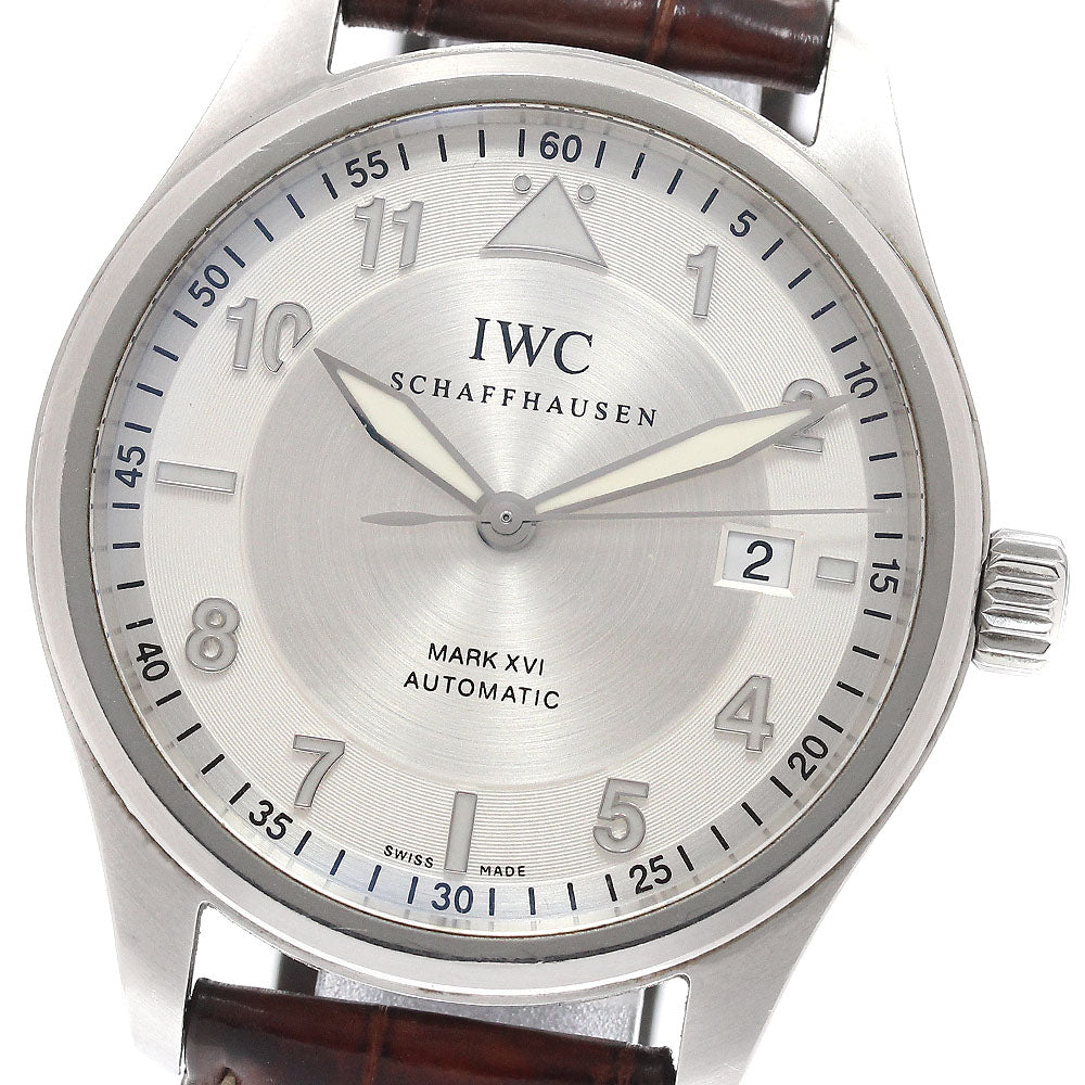 IWC SCHAFFHAUSEN Spitfire Mark XVI IW325502 Date Silver Dial Automatic Men's Watch_940376