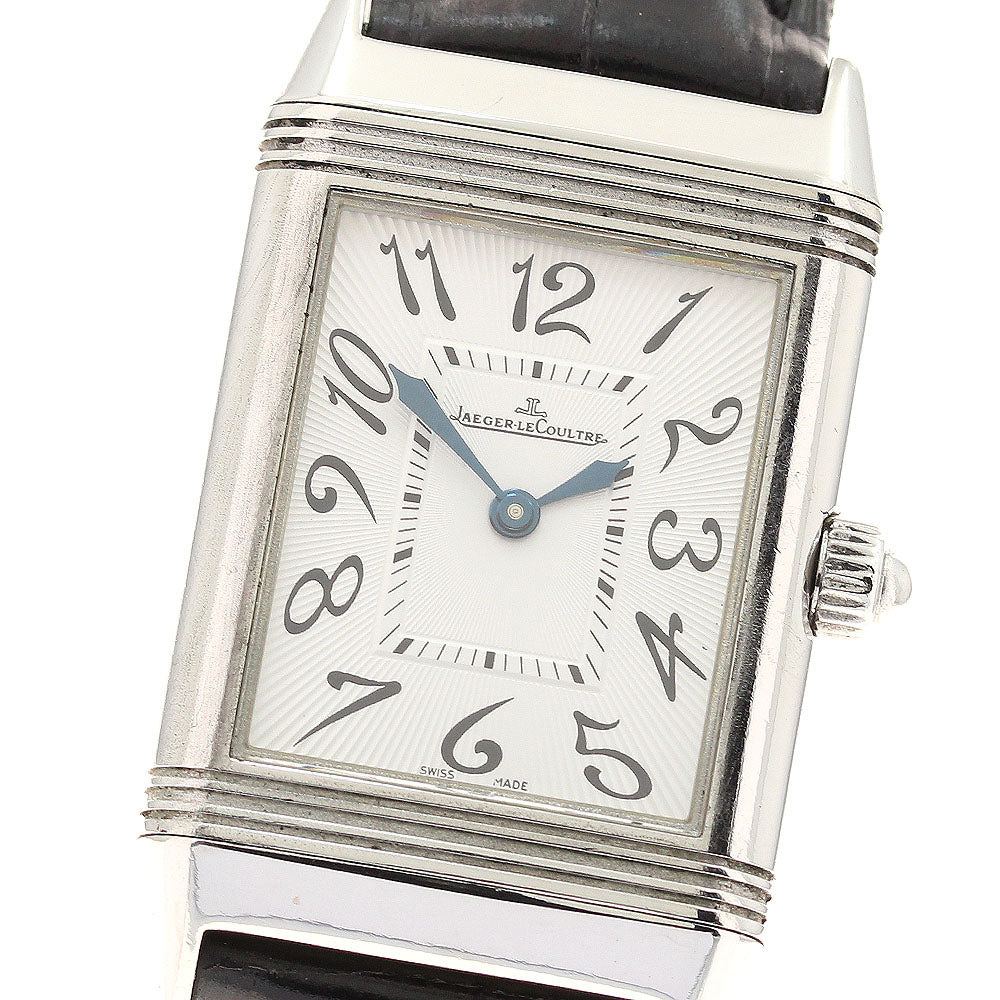 JAEGER-LECOULTRE Reverso Duet Classic 256.8.75/Q2568403 Diamond Bezel Silver / Black Dial Hand Winding Ladies Watch_940385